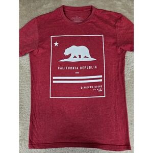 Volcom Mens California Republic Graphic T-Shirt Heather Red Small MCMXCI Bear
